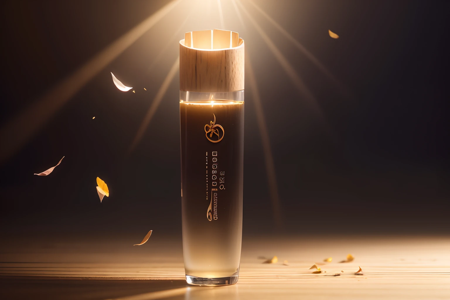 fotografia do produto, Compositional style inspired by nature, minimal
embellish, Detailed miniature model, Nostalgic nature, wood, Floral, organic and fluid ，falling flower petals（1.2），C4d,OC rendering，Super real，Realistic and realistic picture，Spotlight，Tyndall rays，winning artwork，Surrealist style - AR 3:2
