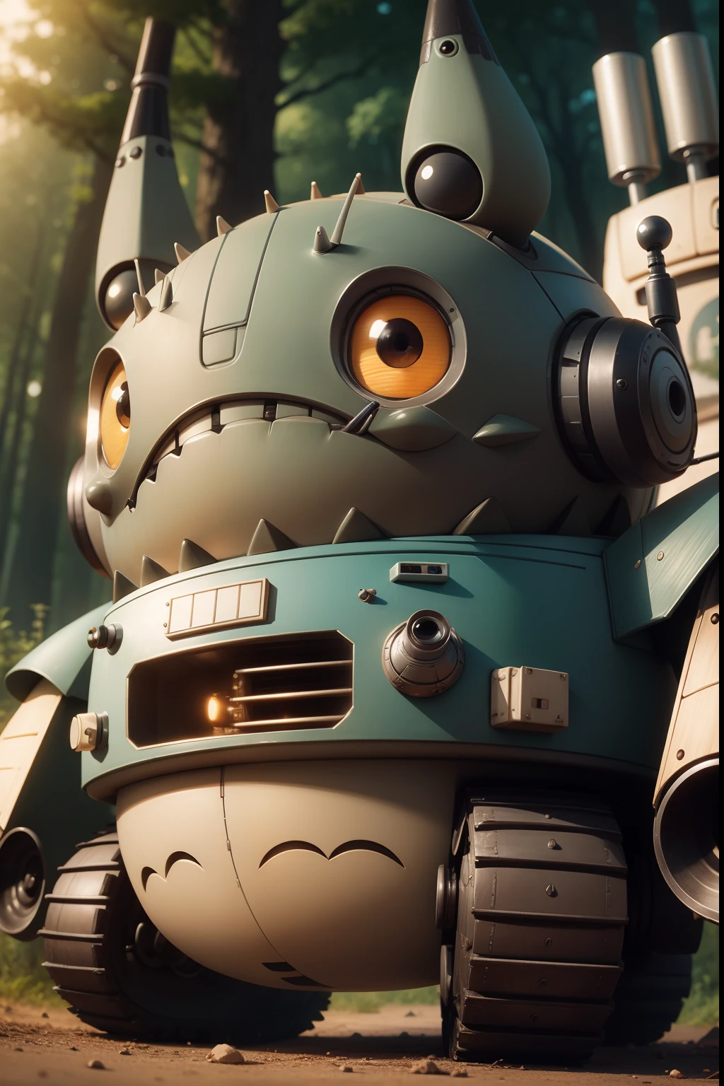 Totoro as a robot in the same style as Wall-E, close-up, on isolated background, Disney Pixar style, super realistic, cinema.