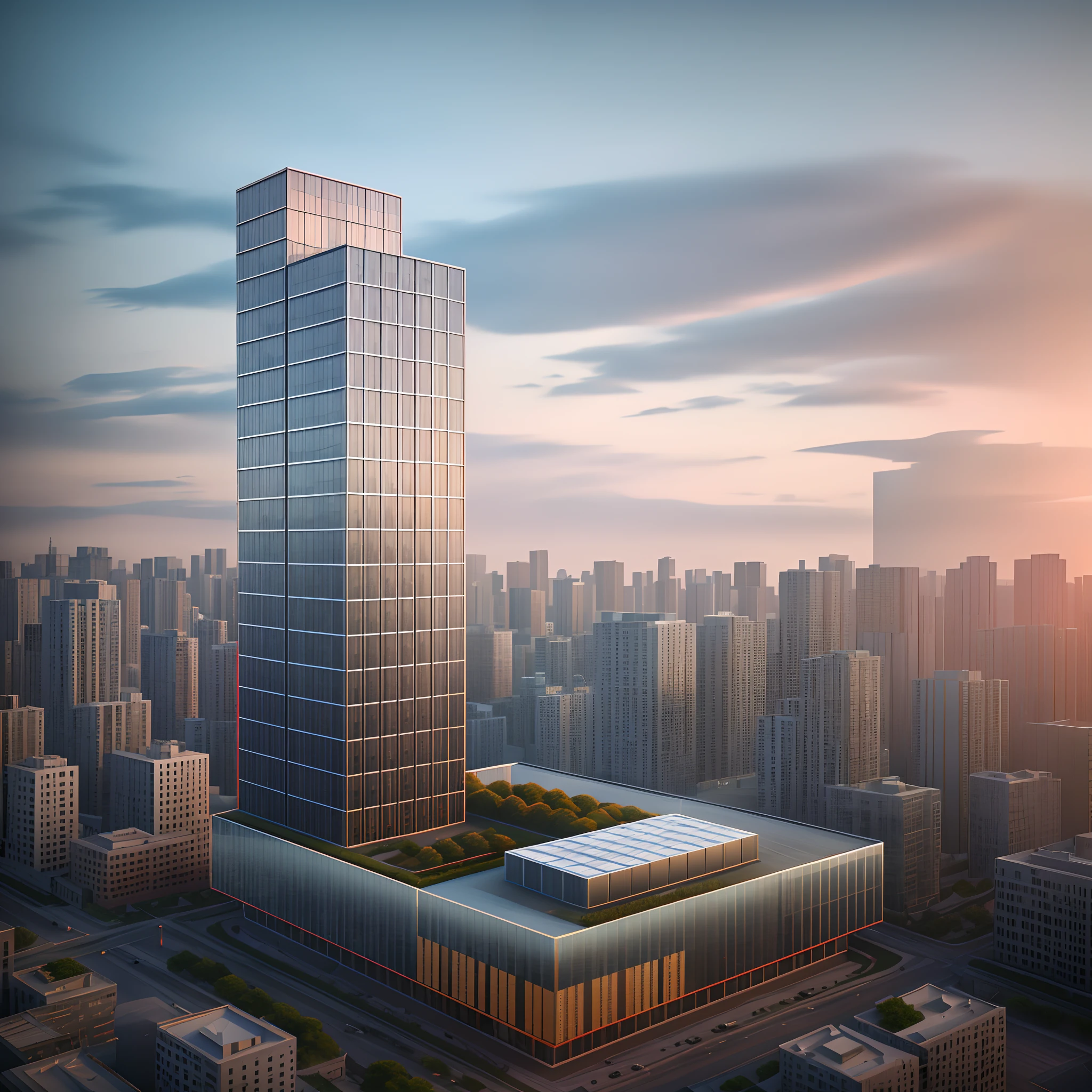 architecture render, digital model, cinematic architectural scale, architectural concepts, architecture visualization, 3D model, buliding,drone point of view,城市,the street,skyscrapper,Building,Reasonable structure,More details