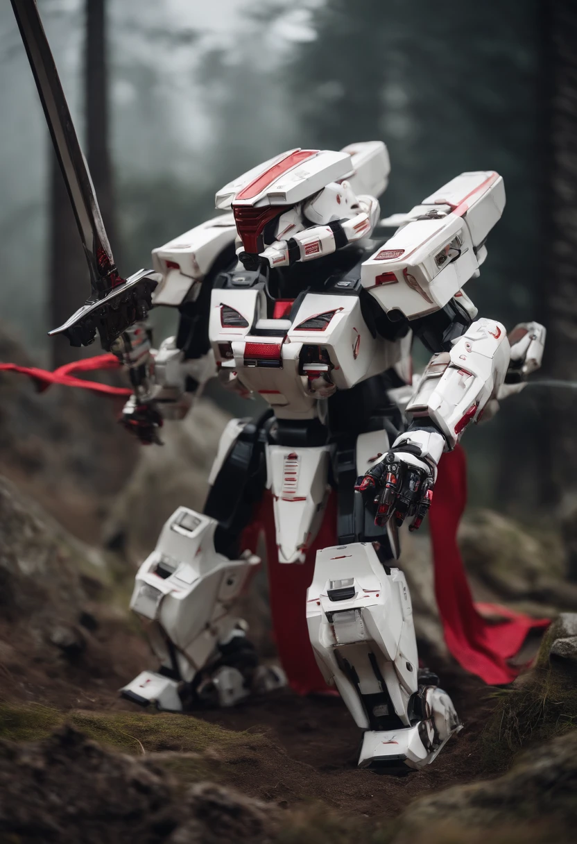 droid,mechs,Waste soil style,katana swords,White with red
