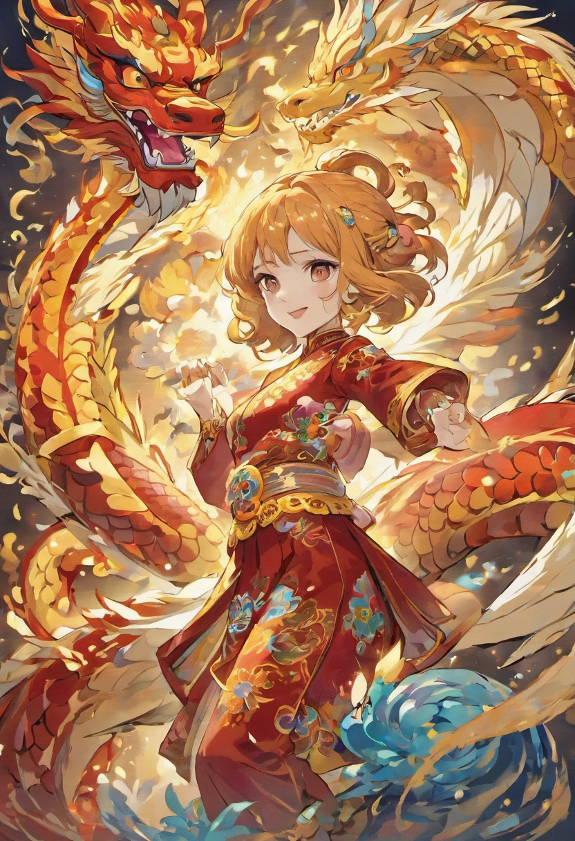 (cloisonne:1.2), White background , Chinese Dragon, Happy expression,Oriental elements, reasonable design, Clear lines, (linear art, monochrome)
