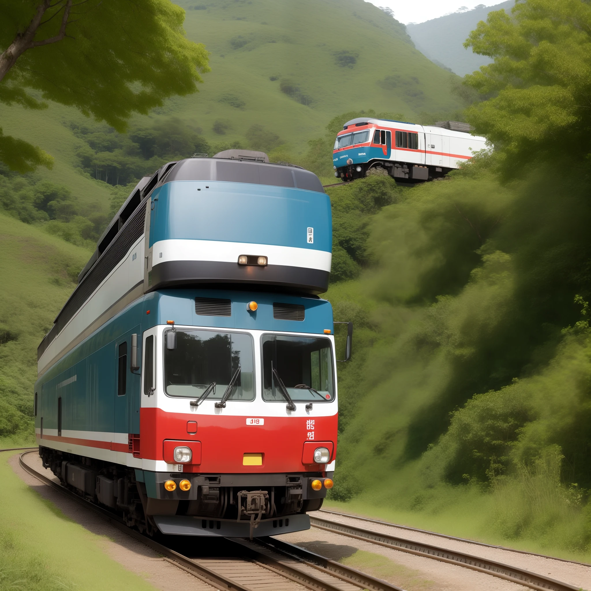 Dongfeng electric locomotive，Blue nose，the rainforest，Speeding by，