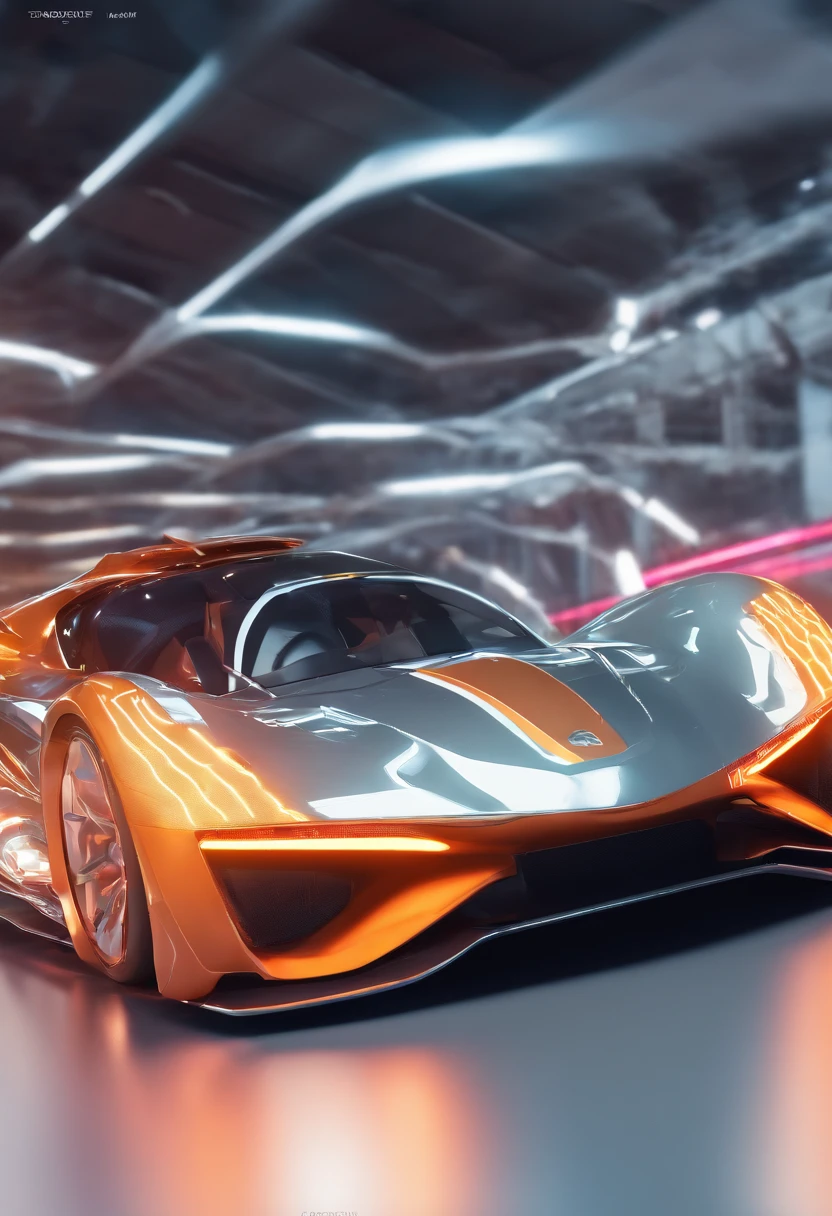 Futuristic car, velocity, Sports cars, with light glowing, Background on white background, design sense,sense of strength,Gray sports car, Galloping highway ultra-clear HDR 8K
