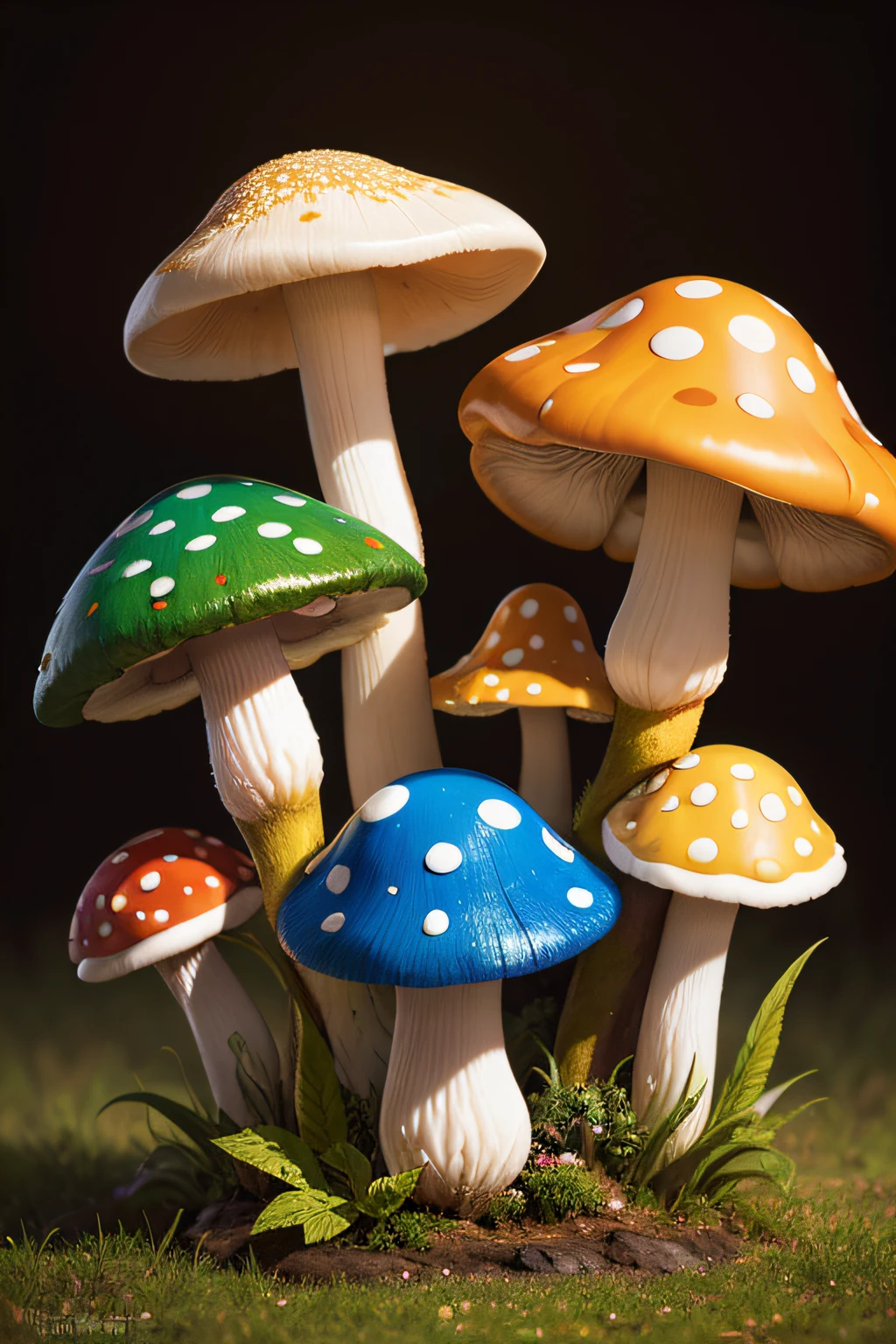 (masterpiece、top-quality、top-quality、Beautifully Aesthetic:1.2)、(Fantastic and iridescent cute mushrooms)、ighly detailed、(Fractal Art:1.3)、colourfull、highestdetailed
