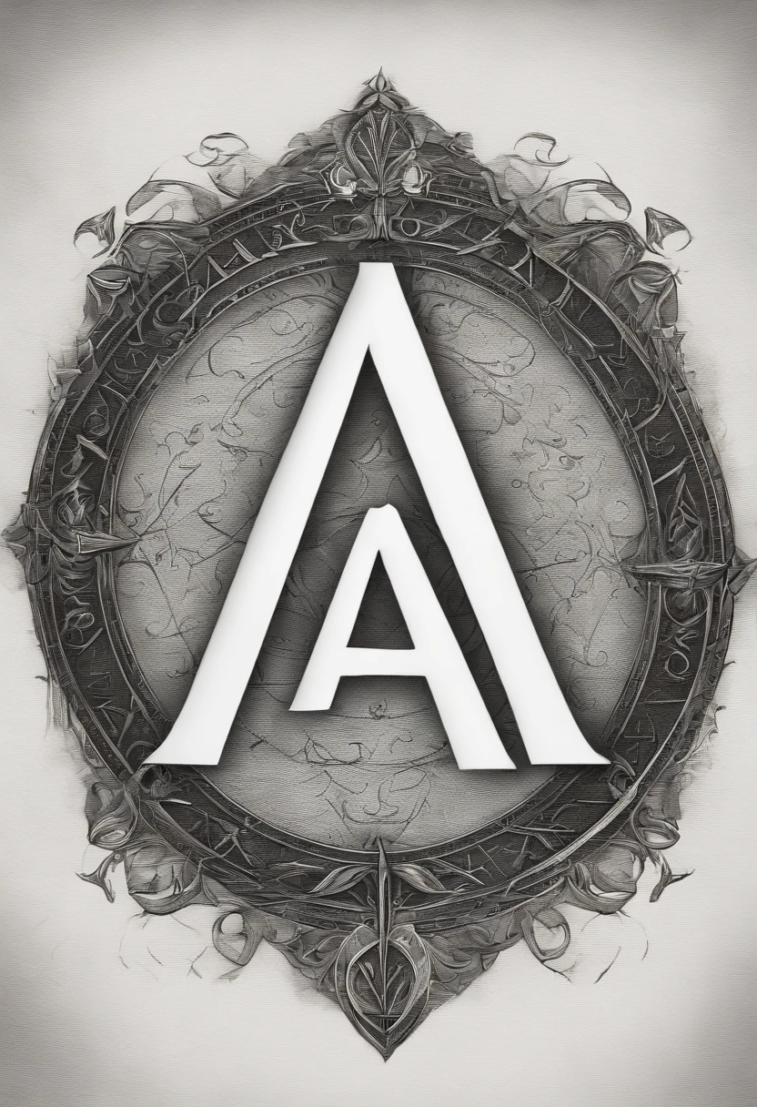 letters A, U, Z, O, V written on a white cloth, styled as sinister runes, magical runes, blueprint style