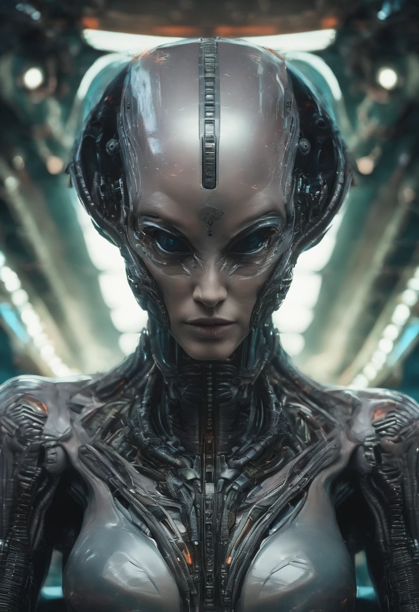 comic concept art, digital artwork, masterpiece, complex detailed, best quality, hdr, fashion alienzkin woman alien, eye contact, cyber body, white and black colors, complex background, art by goro fujita, filtech, <lora:ral-alienzkin-sd15:1> . graphic illustration, comic art, graphic novel art, vibrant, highly detailed