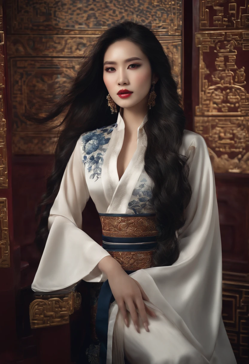 Long hair, white skin, OL, sexy, professional wear, Chinese