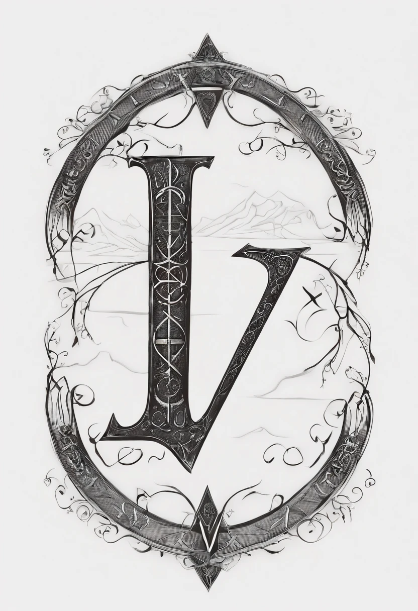 letters A, U, Z, O, V written on a white cloth, styled as sinister runes, magical runes, blueprint style, long lines