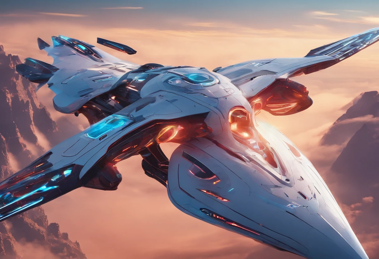 Futuristic aircraft, velocity, Super Flying Machine, with light glowing, design sense,Fly in the sky Ultra HD HD 8K