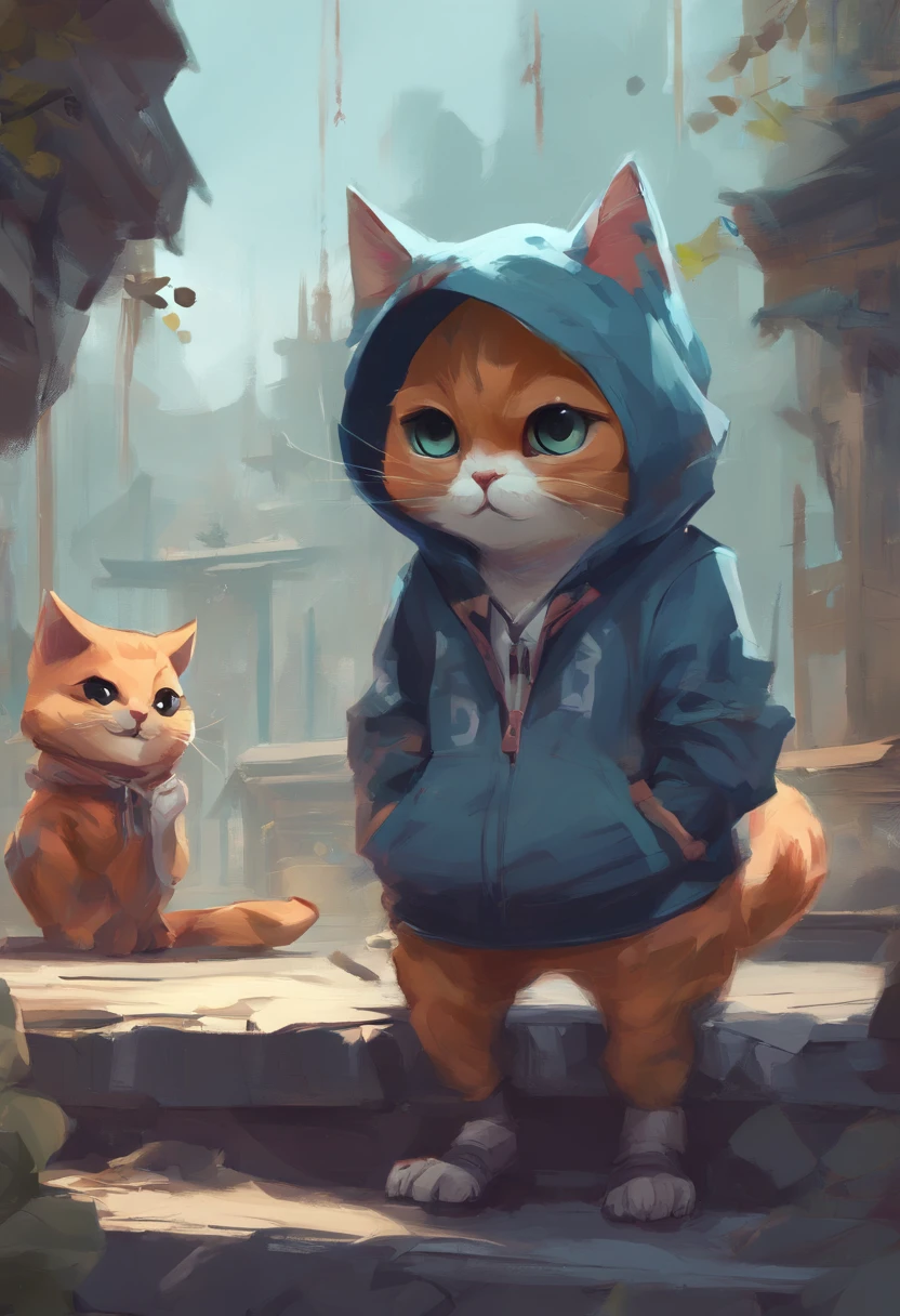 Cartoon cat in hoodie with glasses and hoodie, cute detailed digital art, Adorable Digital Painting, Cute digital art, teemo, Advanced Digital Chibi Art, epic digital art illustration, by Shitao, artwork in the style of guweiz, anthropomorphic cat ninja, Jason Chan, fanart best artstation, fursona wearing stylish clothes