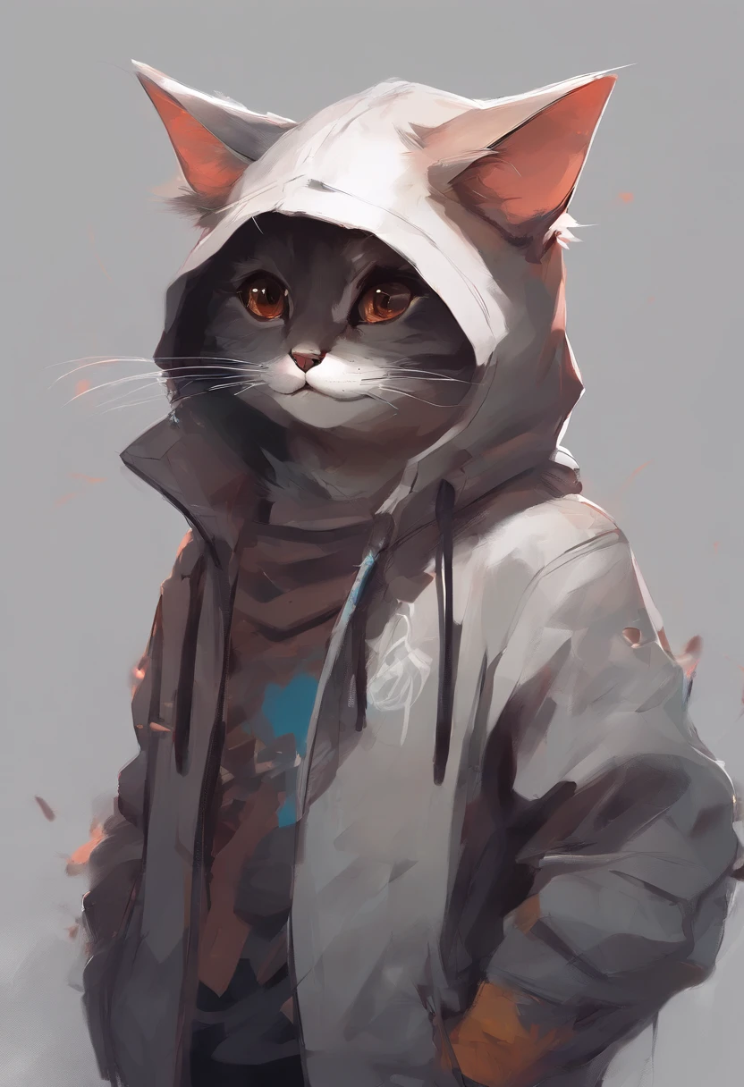 Cartoon cat in hoodie with glasses and hoodie, cute detailed digital art, Adorable Digital Painting, Cute digital art, teemo, Advanced Digital Chibi Art, epic digital art illustration, by Shitao, artwork in the style of guweiz, anthropomorphic cat ninja, Jason Chan, fanart best artstation, fursona wearing stylish clothes