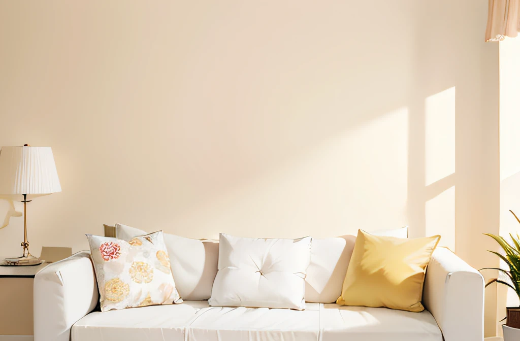 Very bright sofa beige background wall