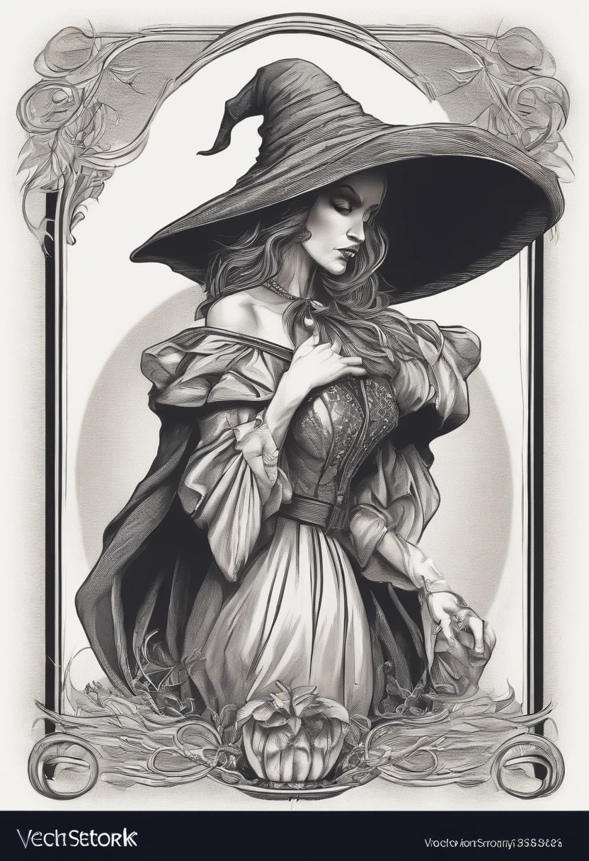 A logo of scary Halloween witch with white background , conceptual art, vibrant, anime, 3d render