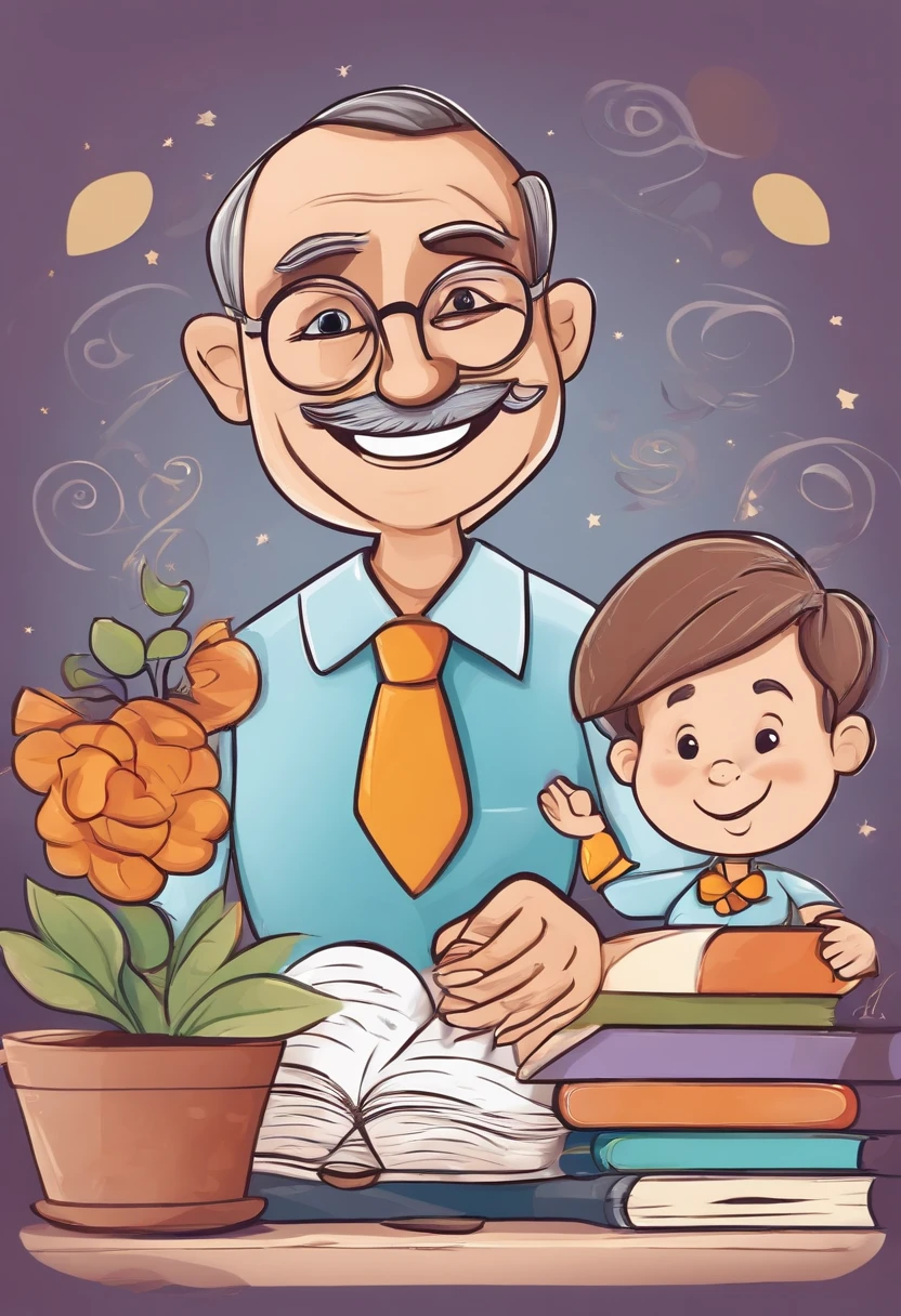 Children's drawing，Teacher's Day，cartoony，Line，charactor：Happy Teacher's Day，