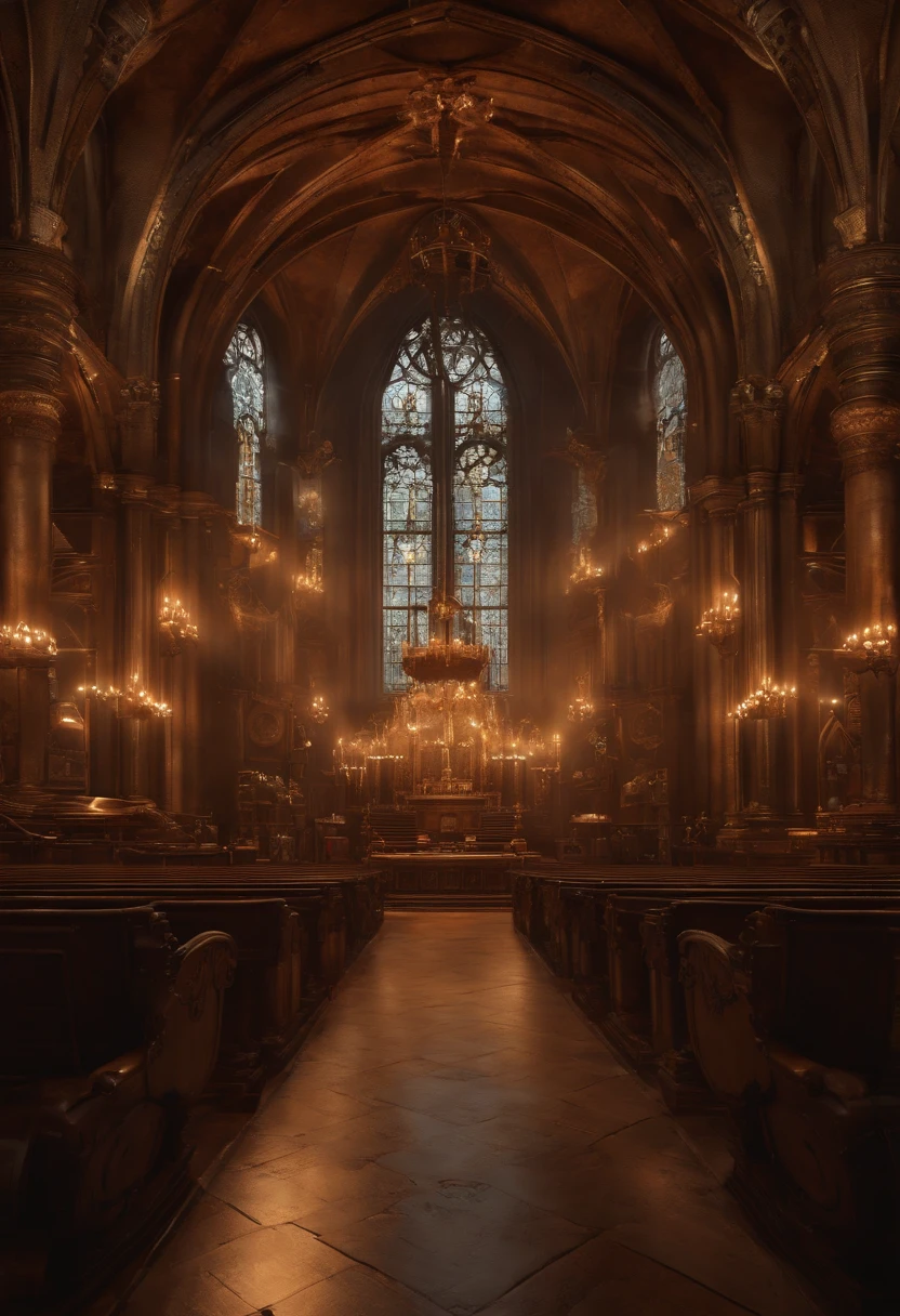 (Highly detailed and realistic CG, Master Parts, Best Quality, ultra-detailliert), Steampunk, Metropolitan Cathedral of St.. pole, (The best lighting, best shade, extremely delicate and beautiful), Dynamic Angle, cinematic atmosphere, Glamorous locksmith, gear wheel, Electromechanical, Smoke billows, steams, period costume, vivd colour.
