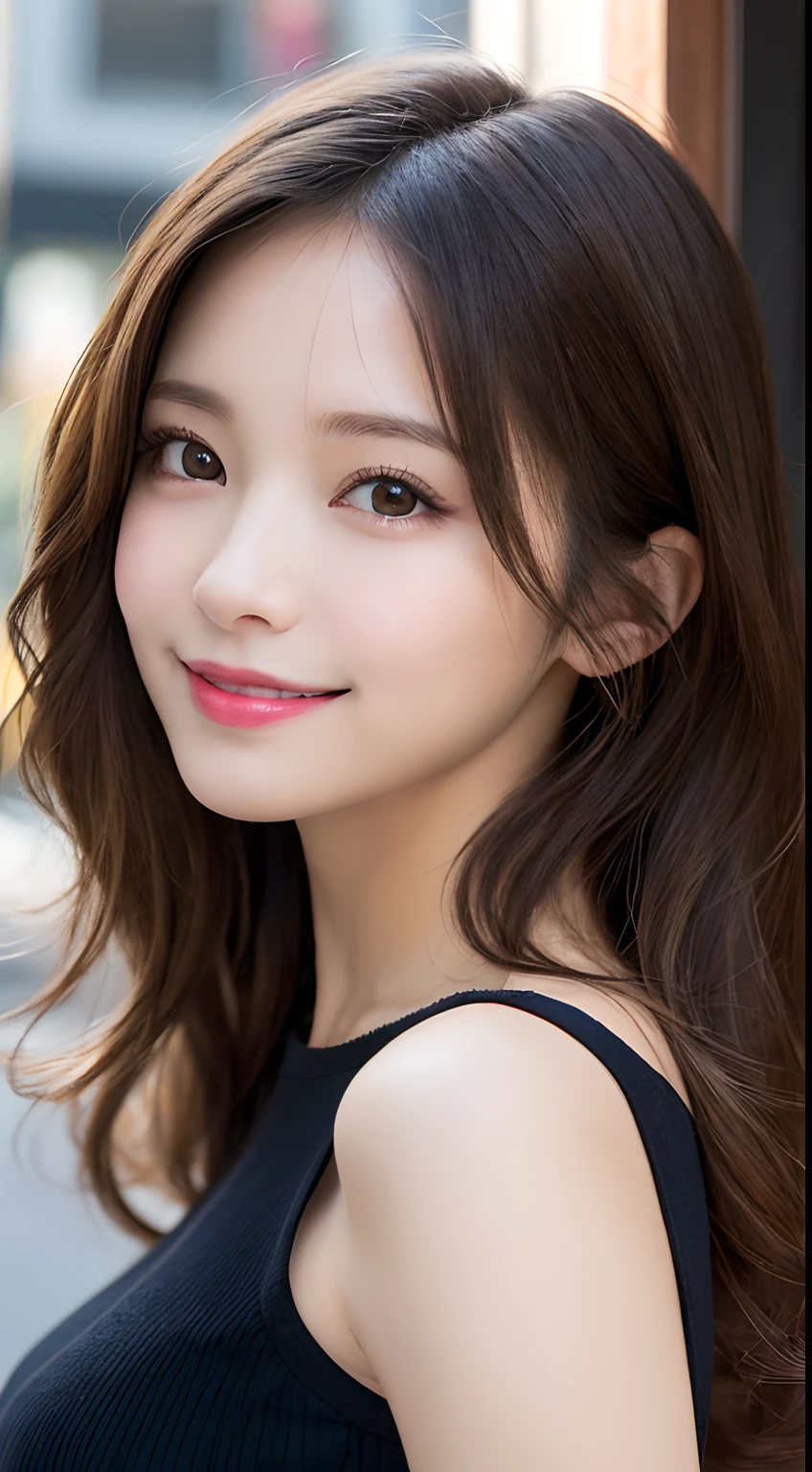 Tabletop, highest quality, shape, Very detailed, finely, High resolution, 8k wallpaper, 完璧なダイナミックな構shape, Beautiful and detailed,ランダムなcute髪,,Natural color lip, Bold sexy pose,smile、20-year-old girl、cute、Looking at the camera,Always blur the background,Perfect and beautiful face,Slim face and figure,Big eyes、Putting on gal makeup,Small face,Shooting from below、smile,Blurred Background,Elegant feminine face、Cyberpunk Fashion、Change pose randomly、Randomly change the shooting angle and position、smile、Top to bottom々Shoot from the right angle and direction、Sexy face