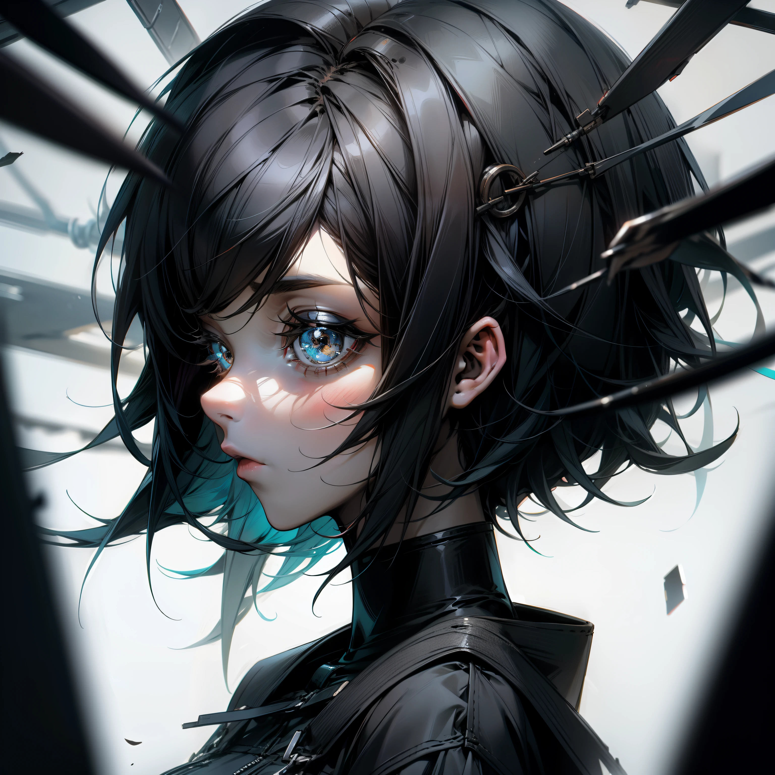 Emo,1girl,short hair black,