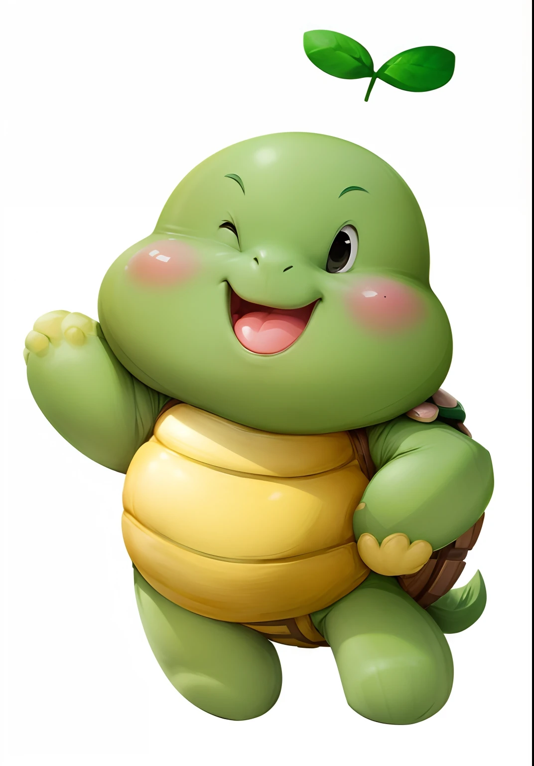 Cute cartoon,Green skin,The shell is brown,Redfaced,yellow nails,Yellow belly,ssmile