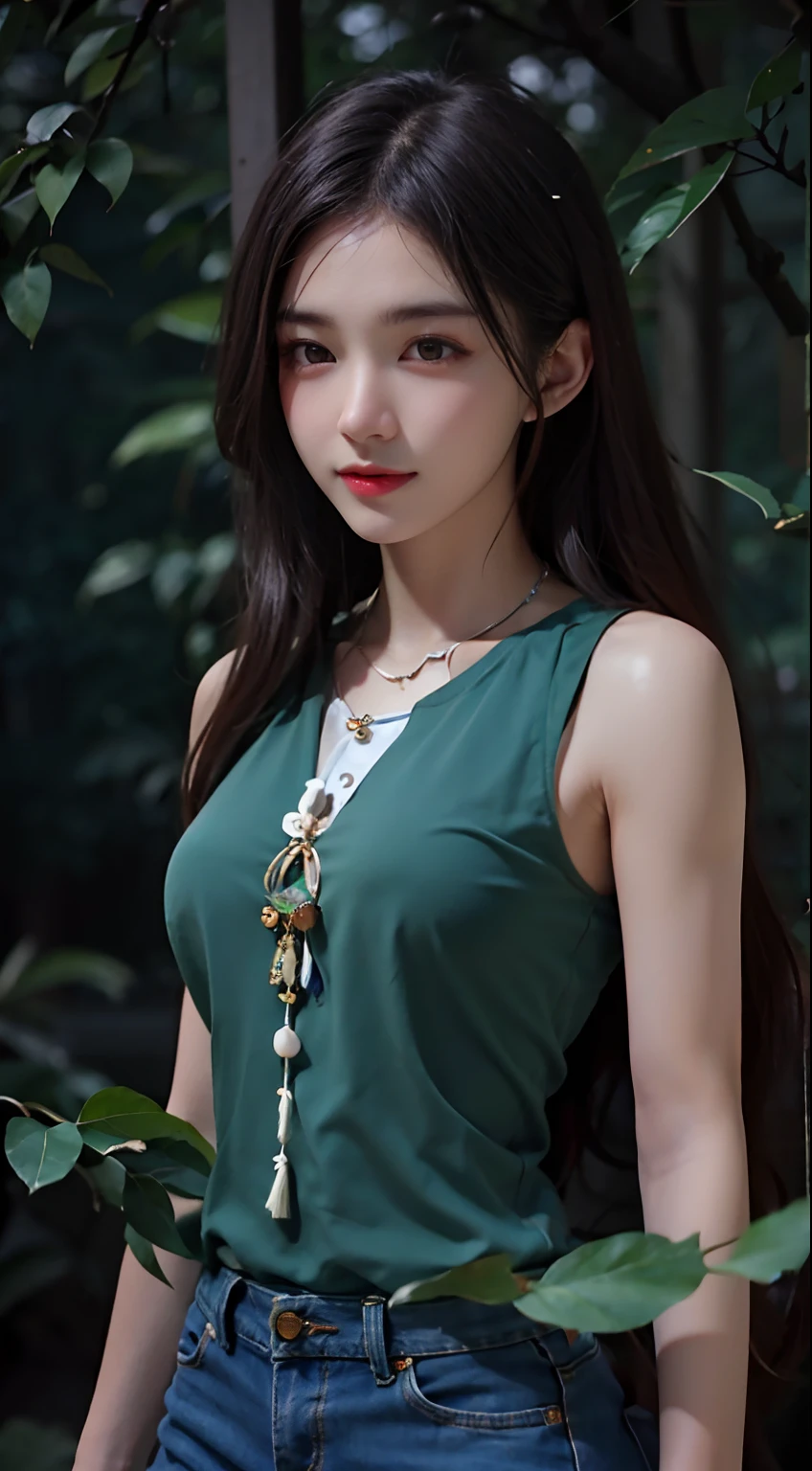 a close up of a woman wearing a green top and jeans, beautiful Korean women, Gorgeous young Korean woman, gorgeous chinese models, Beautiful young Korean woman, korean women's fashion model, Korean girl, Korean woman, very attractive and beautiful, Chinese girl, A beautiful young woman, Beautiful Asian girl, Beautiful girl model, very beautiful elven top model