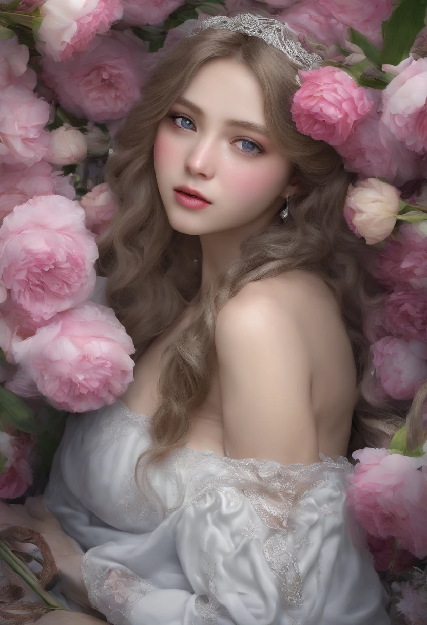 Masterpiece, Superb Piece, Daytime, Outdoor, Falling Flowers, White Dress, 1 Girl, Perfect Woman, Silver and White Long Haired Woman, Gray Blue Eyes, Pale Pink Lips, Cold, Serious, Bang, Purple Eyes, White Clothes, Black Clothing Lines, Delicate Face, Exquisite Face, Standing Bow, Tassels, Happiness Knot, Smile and with woman nude fucking pussy