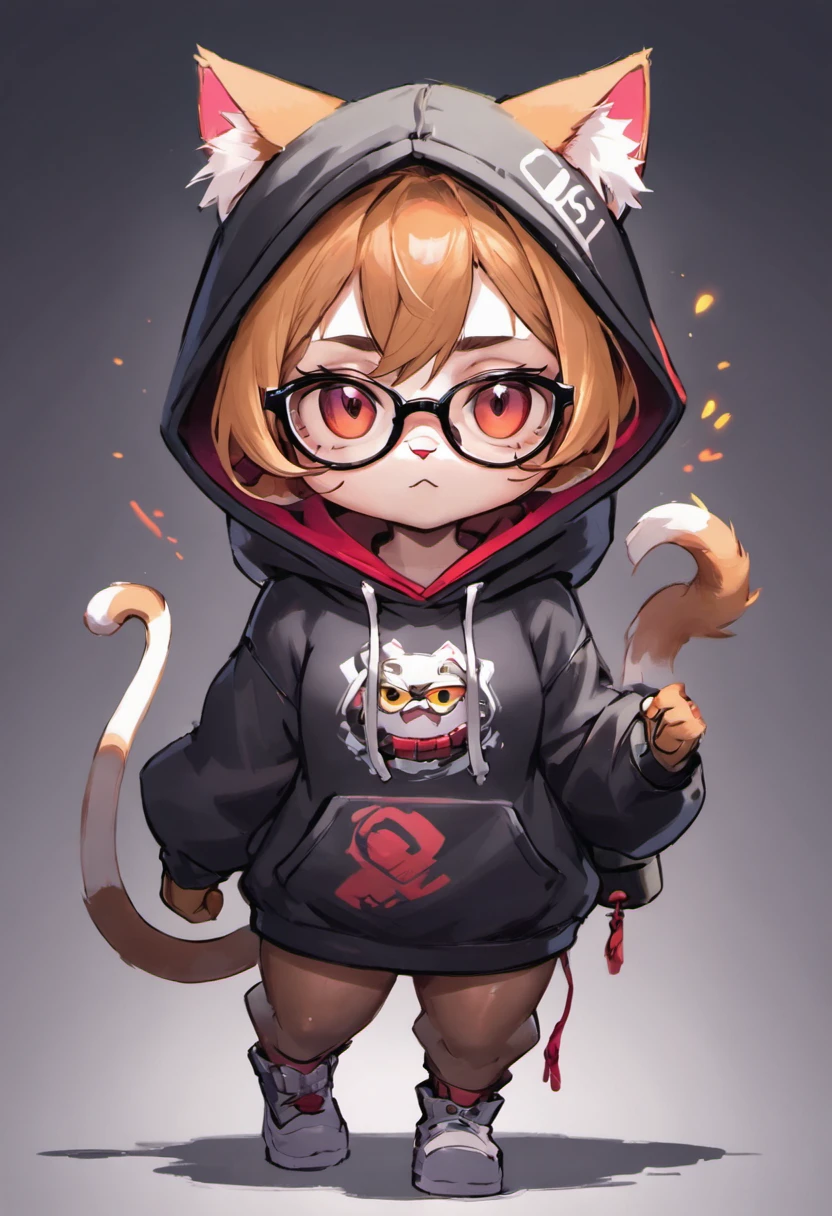 Cartoon cat in hoodie with glasses and hoodie, cute detailed digital art, Adorable Digital Painting, Cute digital art, teemo, Advanced Digital Chibi Art, epic digital art illustration, by Shitao, artwork in the style of guweiz, anthropomorphic cat ninja, Jason Chan, fanart best artstation, fursona wearing stylish clothes