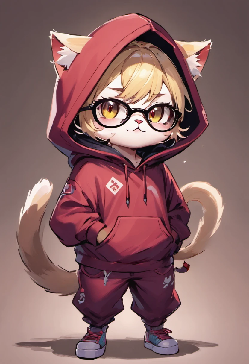 Cartoon cat in hoodie with glasses and hoodie, cute detailed digital art, Adorable Digital Painting, Cute digital art, teemo, Advanced Digital Chibi Art, epic digital art illustration, by Shitao, artwork in the style of guweiz, anthropomorphic cat ninja, Jason Chan, fanart best artstation, fursona wearing stylish clothes