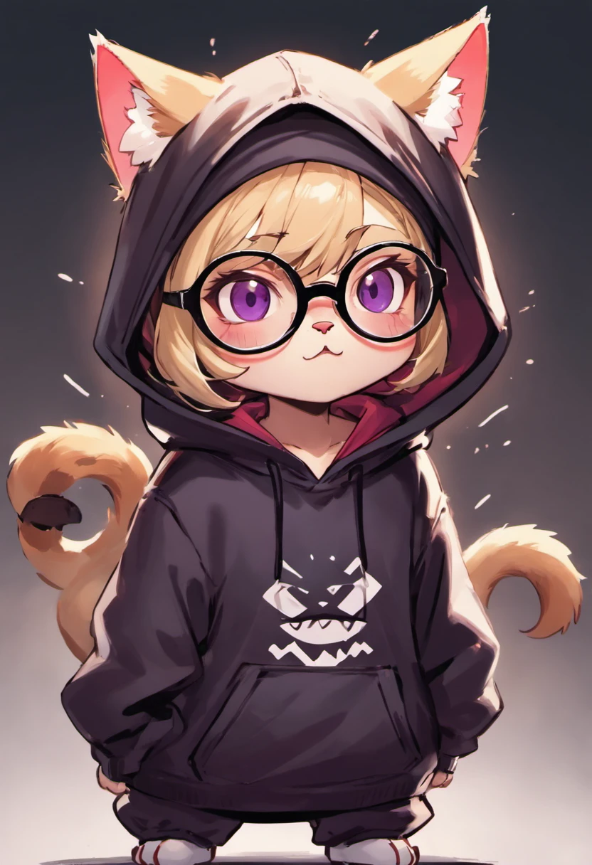 Cartoon cat in hoodie with glasses and hoodie, cute detailed digital art, Adorable Digital Painting, Cute digital art, teemo, Advanced Digital Chibi Art, epic digital art illustration, by Shitao, artwork in the style of guweiz, anthropomorphic cat ninja, Jason Chan, fanart best artstation, fursona wearing stylish clothes
