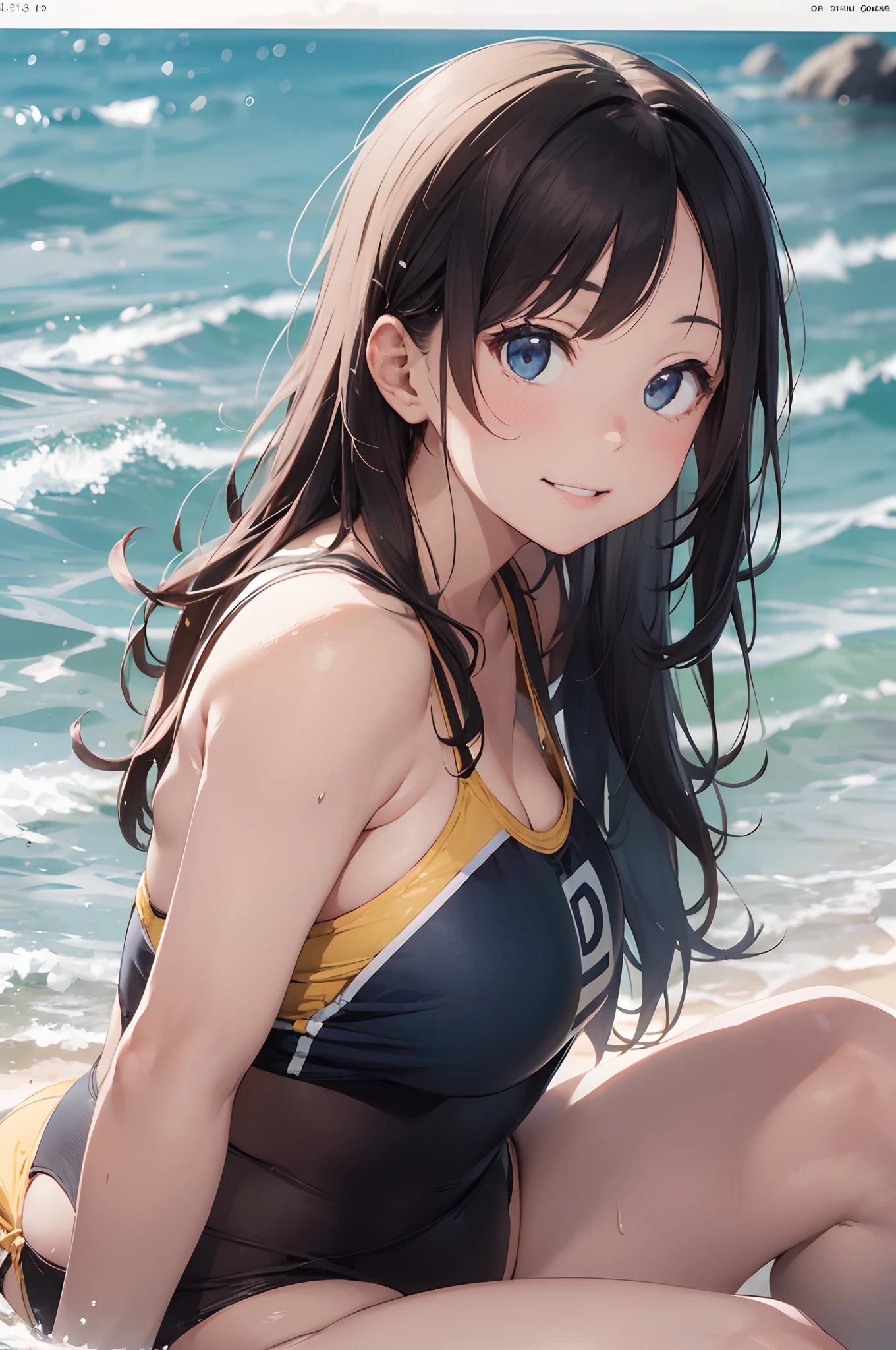 High resolution,
One beautiful young woman,
(soft saturation: 1.3), (fair skin: 1.2),
(ultra-detailed background, detailed background), bokeh,
Portrait of smiling girl breaking. When viewed from the front, the composition is symmetrical.
Look straight at you with serious eyes and break
yellow swimsuit, yellow bikini, middle breast,
outdoor, sea surface, sky, sunshine, summer beach, sand,
strong light, front light,
(ager: 1.3), (Cowboy Shot: 1.2), Break
angle from the front,
Look at the viewer,
Dynamic Pose,
Sitting on the beach
Wakame, wakame, wakame, wakame, wakame, wakame, wakame,