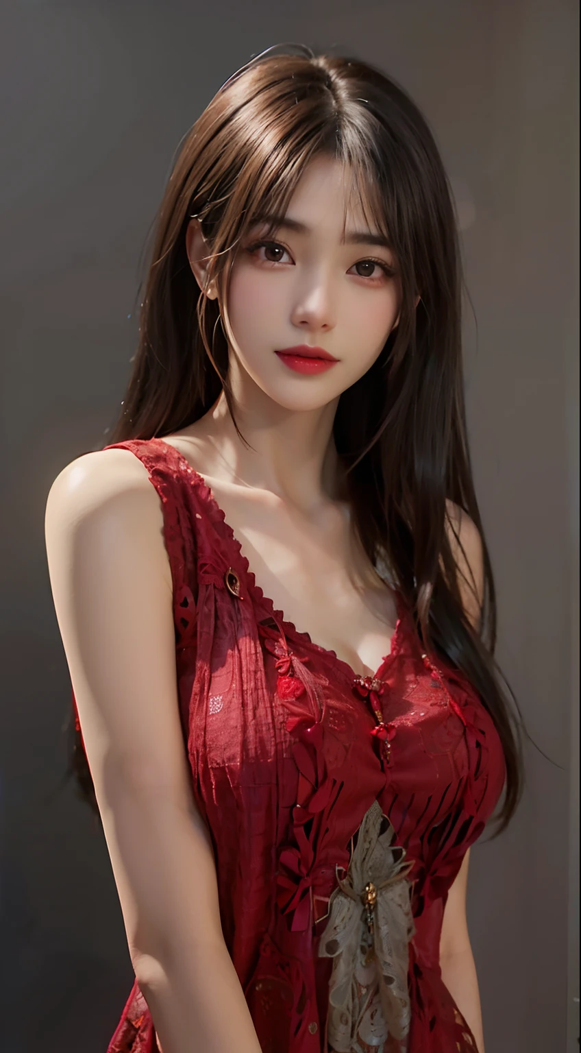 18 year old beautiful girl, Big eyes, Large Breasts, Small and slim, 8K, Highest quality, (Highly detailed head: 1.0), (Highly detailed face: 1.0), (Very fine hair: 1.0), Highly detailed official artwork, Anime Moe Art Style, Beautiful and detailed anime art, smile, whole body, Swimwear、sleek long hair
