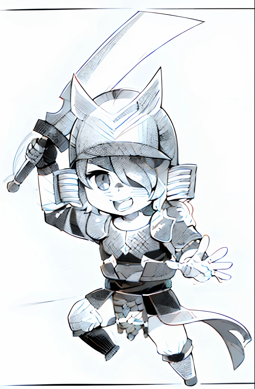 A painting of a girl holding a sword in a knightly costume, clean lineart, sharp lineart, Simple lines of art, clean anime outlines, linear art, Line art!!, perfect lineart, thick lineart, variable lineart, lineart behance hd, heavy lineart, holding a pudica pose, thick black lineart, bold lineart