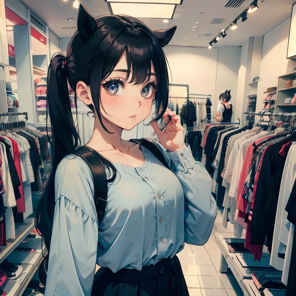 1 beauty,Watery Big Eyes,Pouting,long eyelasher,falda corta,horse tails,Blushlush,In clothing stores,