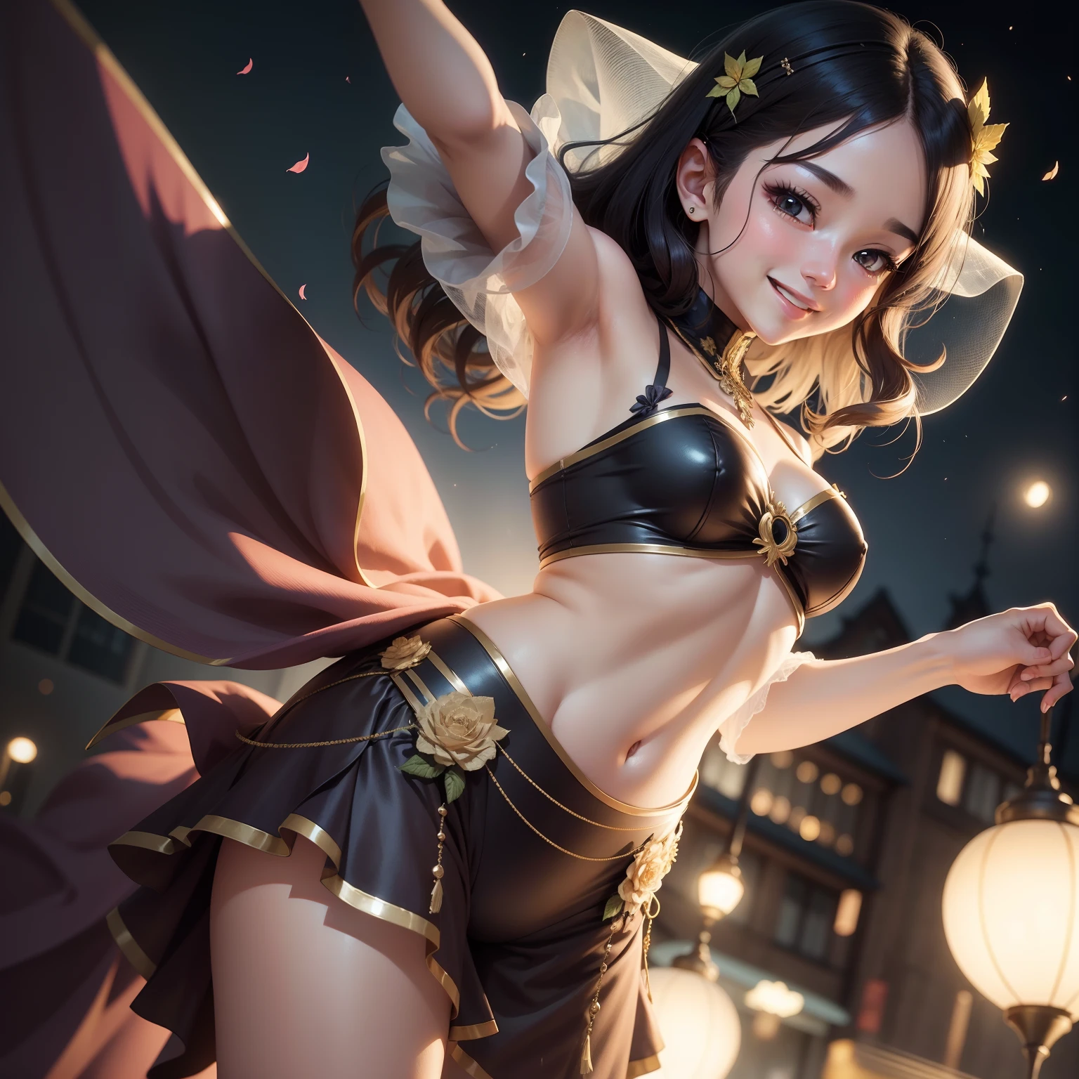 a smile prety woman Fluttering figure embarrassed from night natta