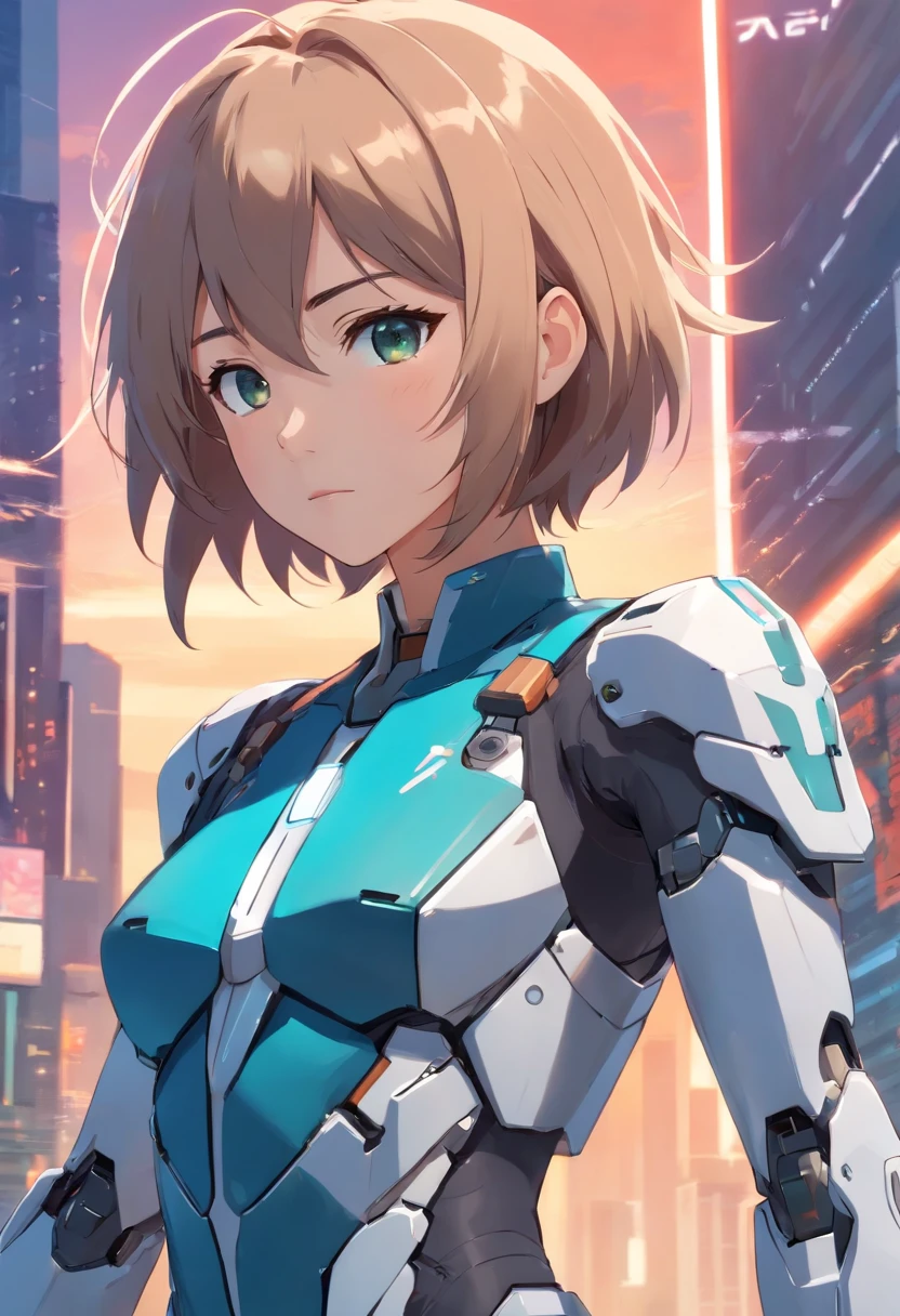 A close-up of a person in a suit with a sword, female mecha, raiden metal gear, ferra white mecha, girl in mecha cyber armor, High quality digital concept art, epic sci-fi character art, epic scifi character art, Mechanized Valkyrie girl, ethereal and mecha theme, anime mecha aesthetic,stand posture