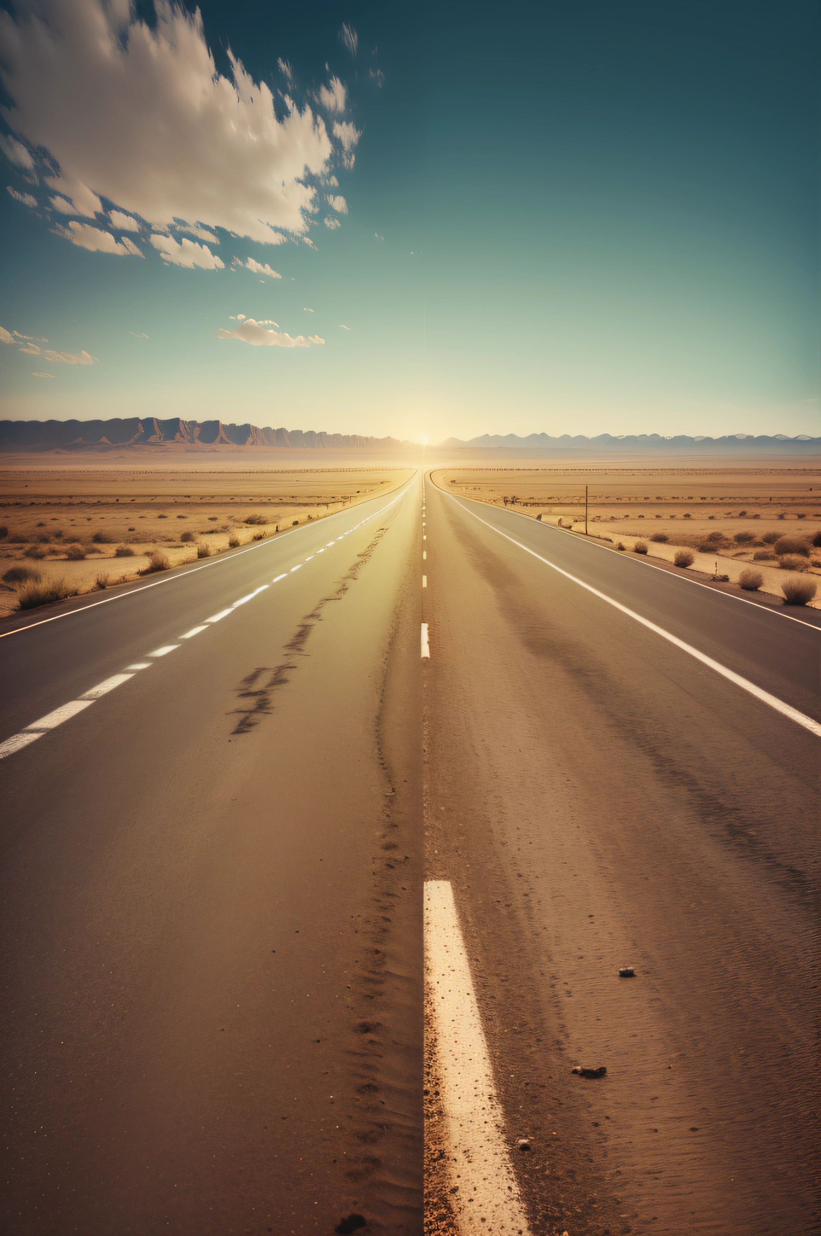Stand in the middle of the road,scenecy,No people desert,Spacious road