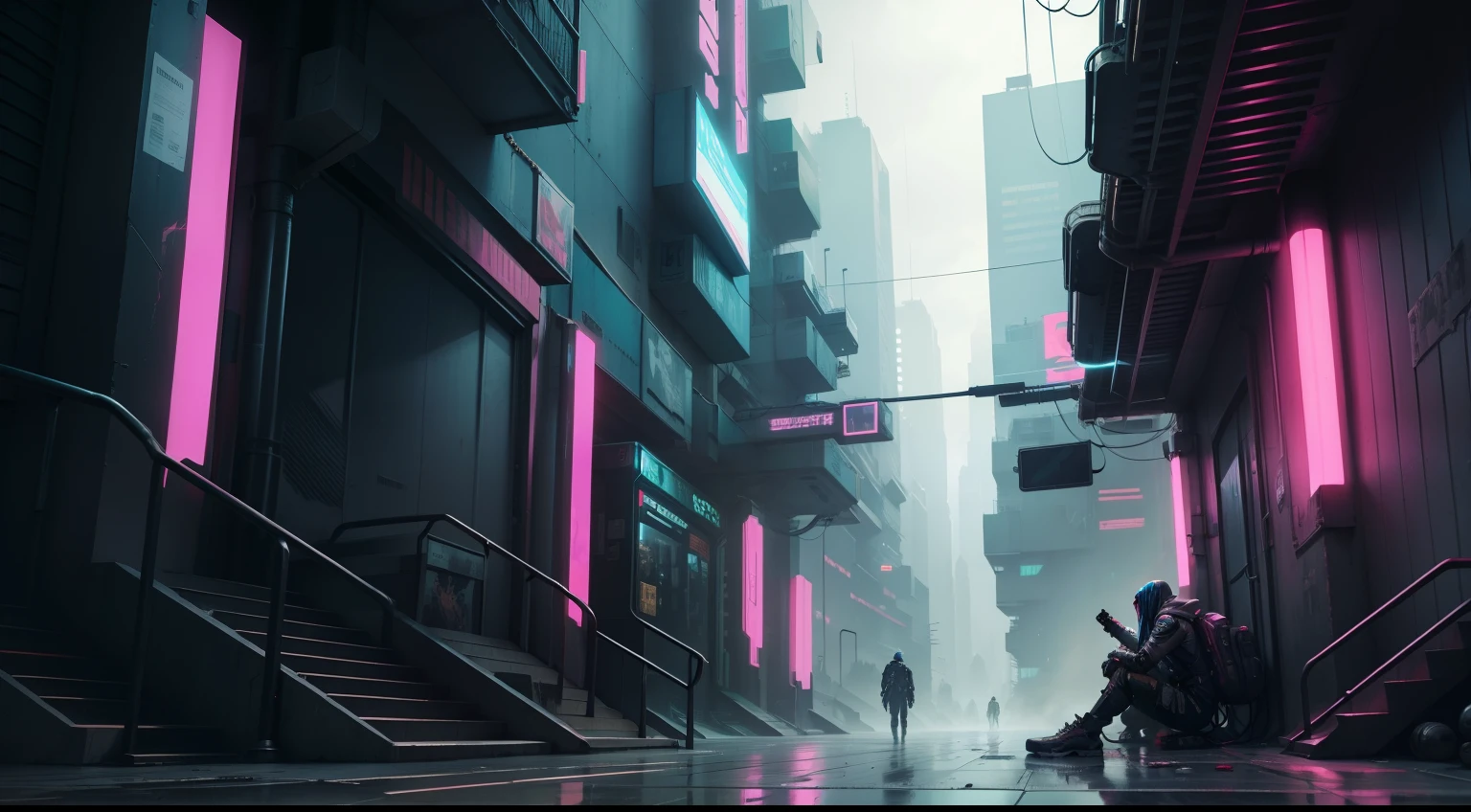 Cyberpunk place day time