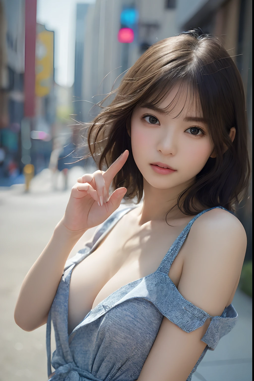 randome pose, mix4, (8K, Raw photography, top-quality, masterpiece: 1.45), (realisitic, Photorealsitic: 1.37), one girls, cute little, A city scape, Wetty, profetional lighting, photon maping, Radio City, physically-based renderingt, Gradient black hair, short curly hair, girl with, Top Quality Photos, hight resolution, 1080p, (clearface), (Detailed face description), (Detailed hand description), (masterpiece), (Exquisite CG), extreme light and shadows、dishevled hair、master work、abundant detail、(Fine facial features)、(top quality photo)、(masuter piece)、(A detailed eye)、Look in front of you、Fine clavicle、happy smail、((Ultra-thin ultra-realistic eyebrows))、(Dancing hair)