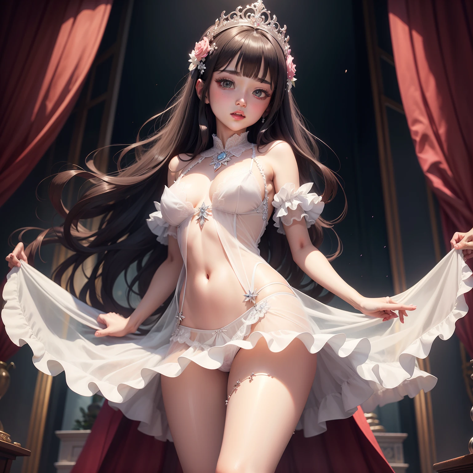 princess dress opening legs Prayer undergarment Sheer kirakira sheer