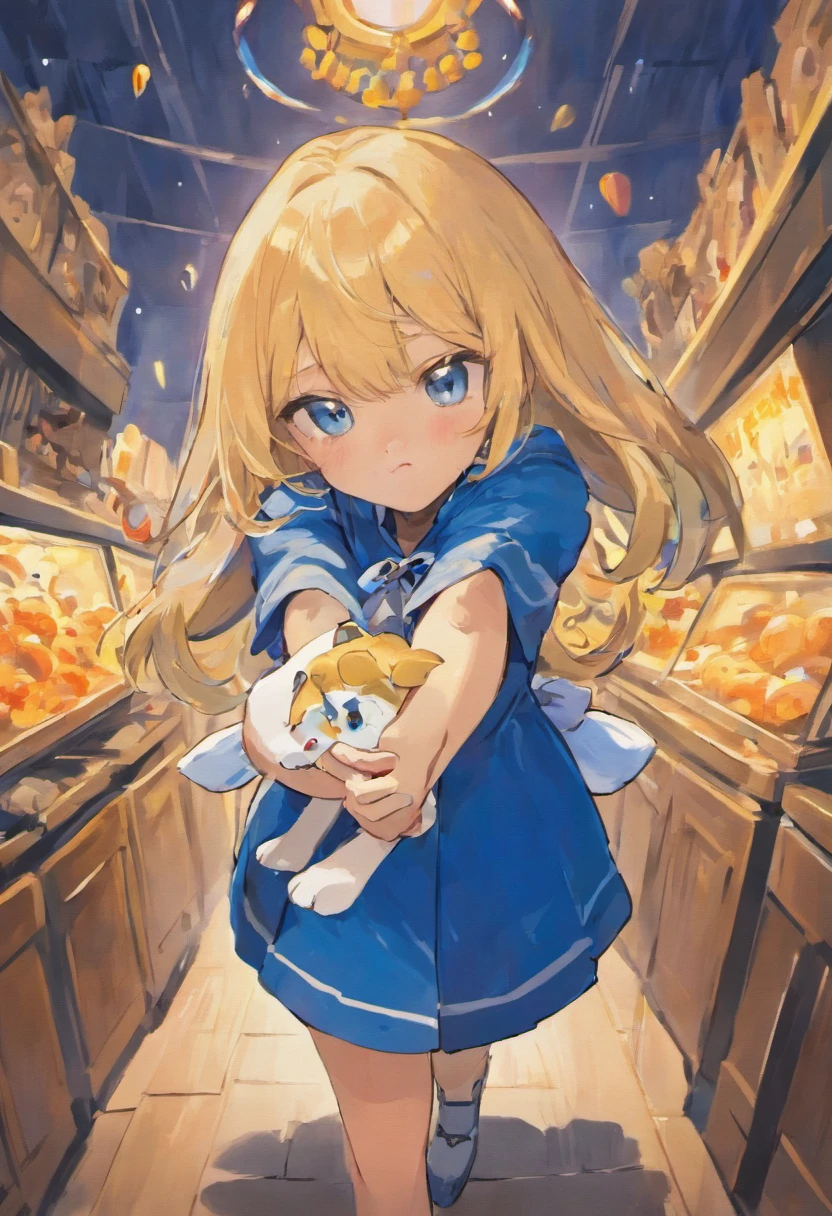 Klein blue clothes,Holding the rabbit,having fun,Love to play games, Sleep and eat dessert,Works of masters
