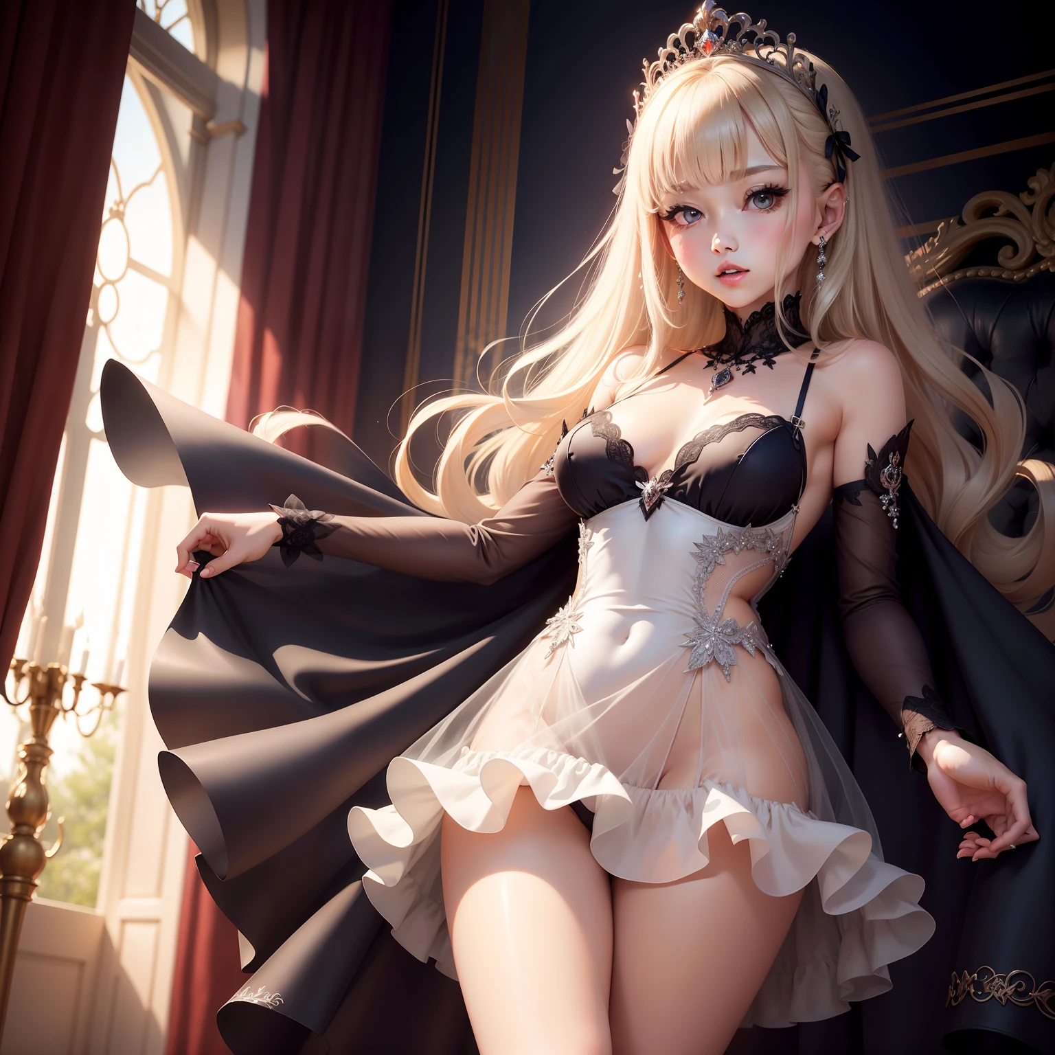 princess dress Opening legs Prayer undergarment Sheer kirakira Nipple sheer