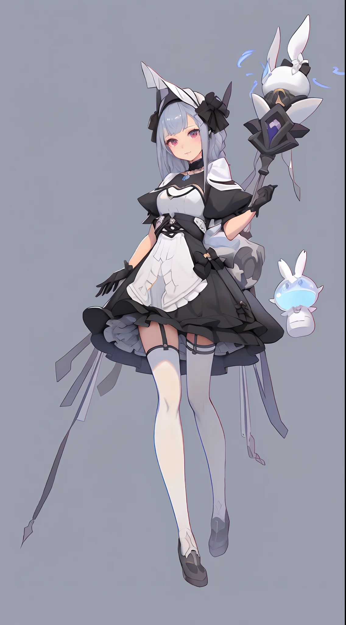 anime character with a bird and a rabbit in her hand, maid outfit, guweiz on pixiv artstation, guweiz on artstation pixiv, trending on artstation pixiv, anime girl in a maid costume, from girls frontline, cushart krenz key art feminine, from arknights, azur lane style, maid dress