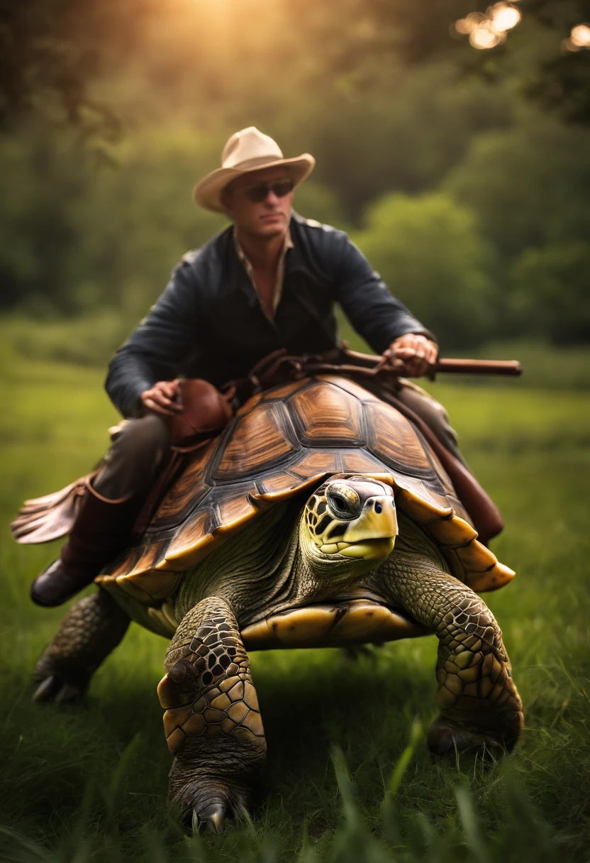 Turtle horseback riding，The turtle sits on horseback
