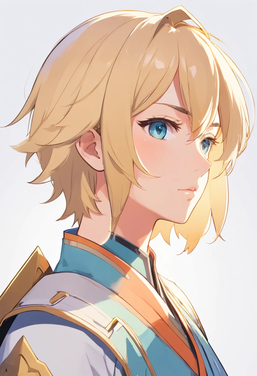 Handsome Warrior face profile, Blonde head with full lineart, Alfonso Dan using rich black lineart on contrasting white background