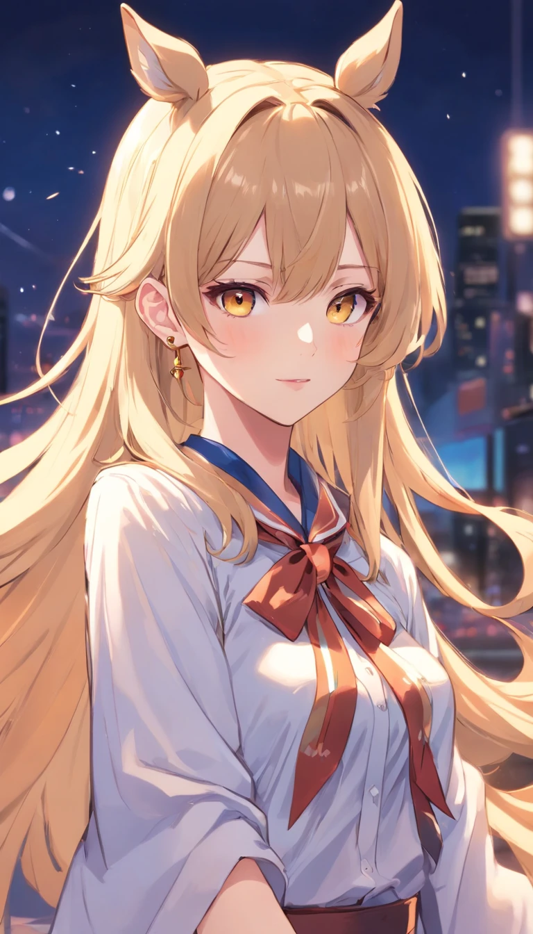 girl with,femele,a beauty girl,(solo person),hightquality,Top image quality,ssmile,((whaite hair)),a sailor suit,Black trench coat,Athletic Sneakers,JK school uniform,Denim Short,(Midhair),(oblique bangs),(Thigh tie),is standing,(Fold your hands at the waist),stadio,夏天,Eventide,GenshinImpact,Azure Route,Radio Woman,maniac,Secondary illness,pixiv,Exquisite and detailed facial features,(Delicate Hair Depiction),Gorgeous light and shadows,Ultimate HD Face Depiction,4k画质,Super masterpiece,Description of delicate hands,Clear 5 fingers,Color,(Coloring in lots of colors),Detailed picture,delicate portrayal of facial features,Delicate Hair Depiction,{Delicate Eye Depiction}, Eyes and faces with detailed,Delicate hand depiction,(Gorgeous light and shadows),Beast ears,(On the head are horse ears),Golden Eyes,golden pupils,golden pupils,((Horse ears)),(Left earring),Horse Racing Girl,(There is a horse tail on the back),Very delicate details,Fine finger details,A4 Waist,cocked ass,Childlike big breasts,a beautiful girl with white hair,Horse Racing Girl_Rudolph's Symbol,nffsw_Nero