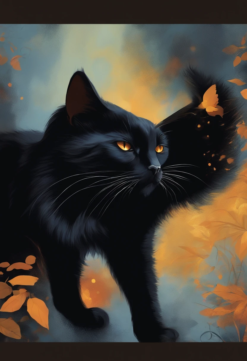Black cat Has a small illustratio Clear Background