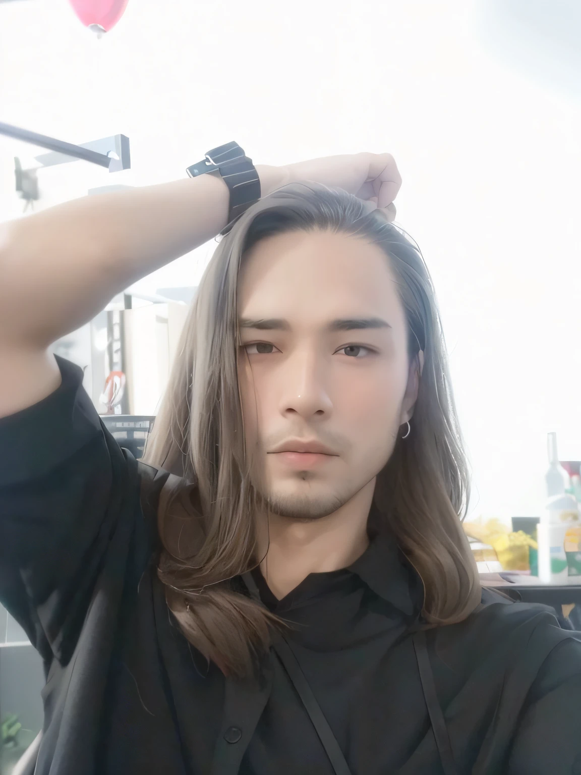 arafed man with long hair in a black shirt, with long hair, mid long hair, long haircut, with long dark hair, with same hairstyle, young with long hair, 2 7 years old, 38 years old, 2 8 years old, with short hair, full hair, 2 9 years old, long hair centred, david luong