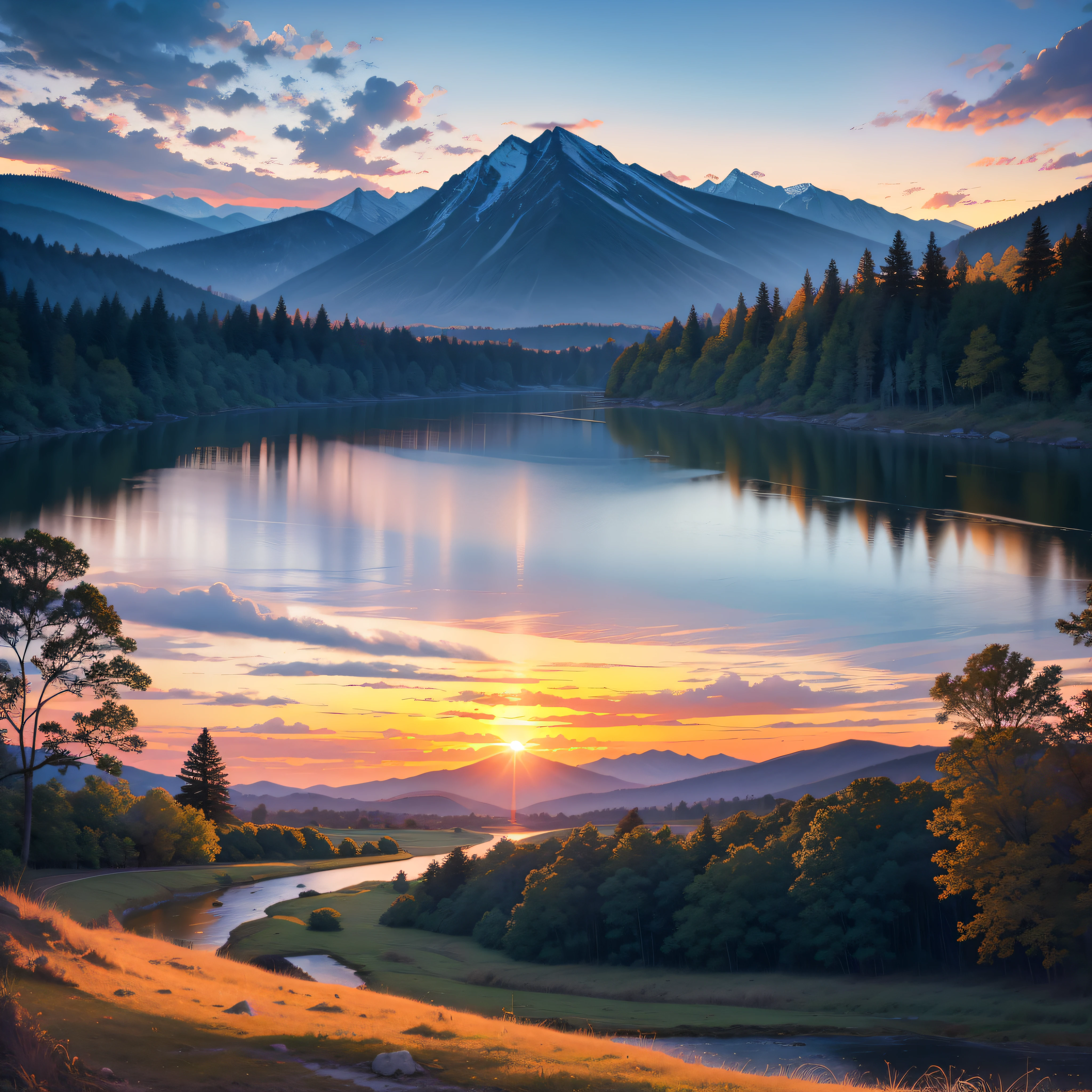 Nature Landscape colorful sunset.