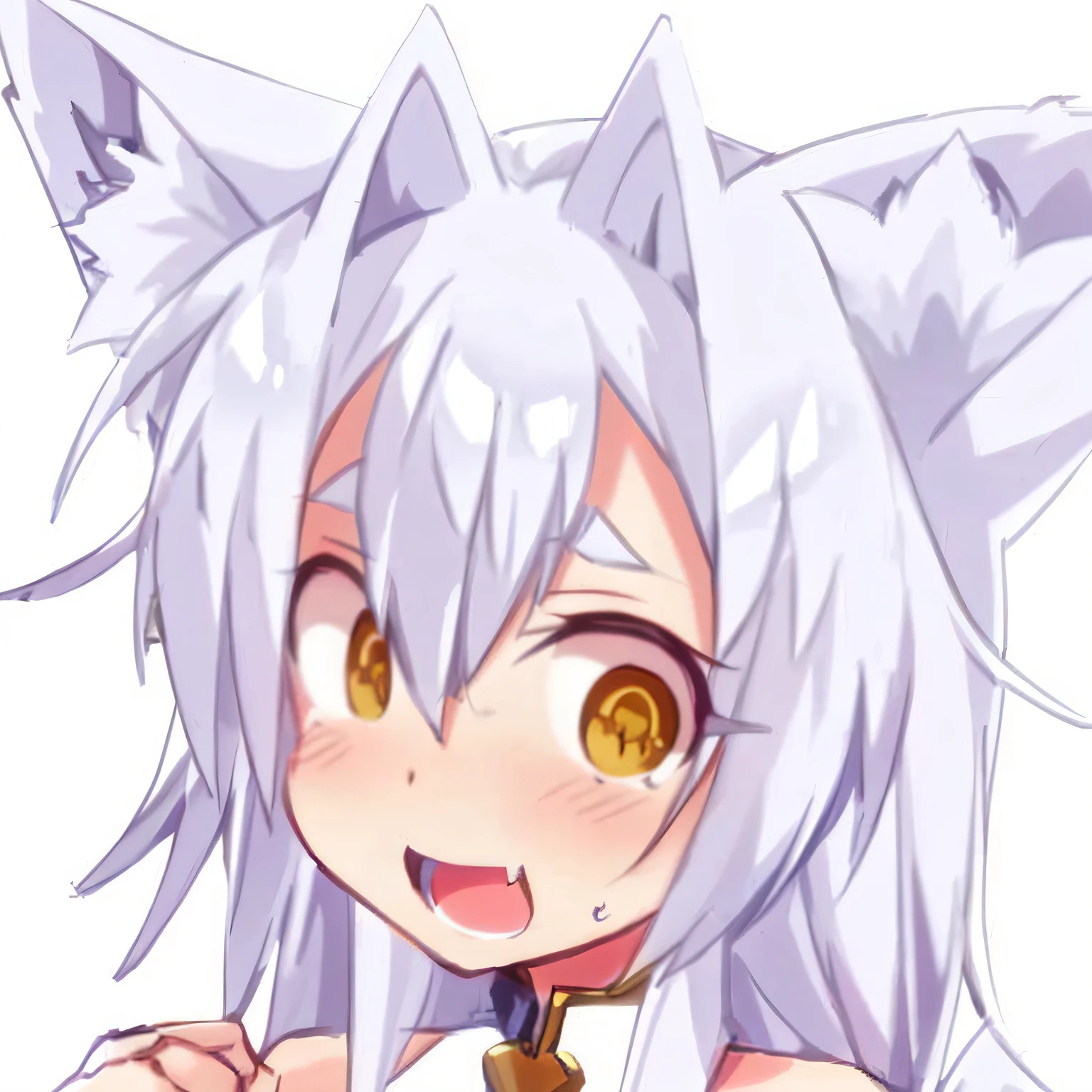 Anime girl with white hair cat ears, White-haired fox, White Cat Girl, nyaruko-san, White fox ears, nekomimi, anime catgirl, cute anime catgirl, white fox anime, anime girl with cat ears, neferpitou, ahegao, ahegao face, anime moe art style, white-haired god