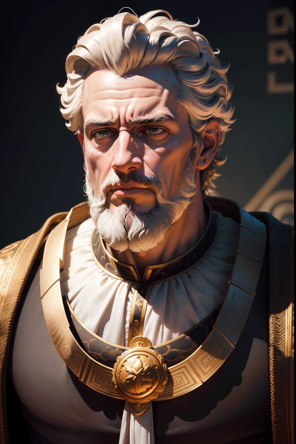 (CG 16k extremamente detalhado, obra prima, melhor qualidade, ultra detalhado, UHD), lifelike lighting, Foco intenso, Marcus Aurelius, Stoic philosopher clothes, Philosophical view, anatomicamente correto, Ambiente tranquilo
