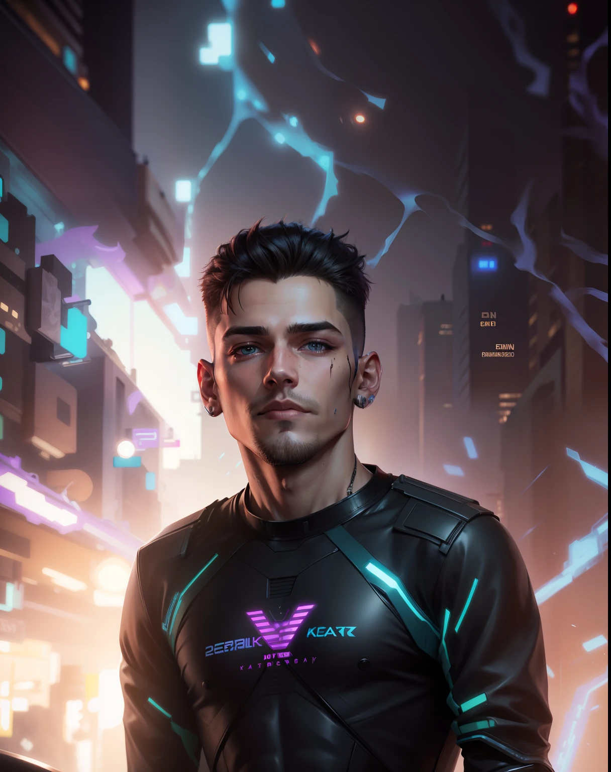 cyberpunk handsome boy ,realistic face