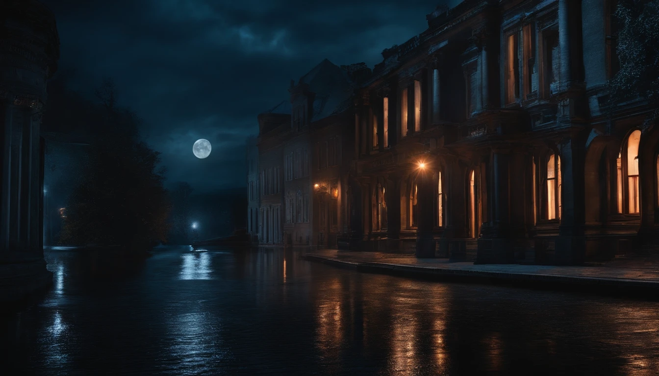 A female vampire stalks at night,8K,((tmasterpiece)),hdr,highly detailed,professinal